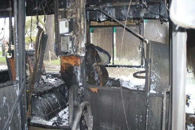 Tak po pożarze wyglądała kabina kierowcy...