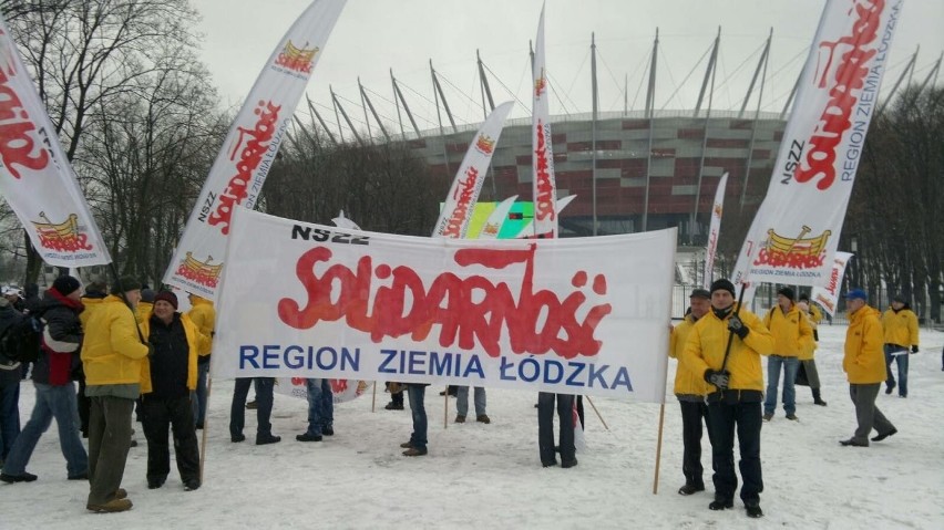 Protest pracowników łódzkiej Coca-Coli w Warszawie