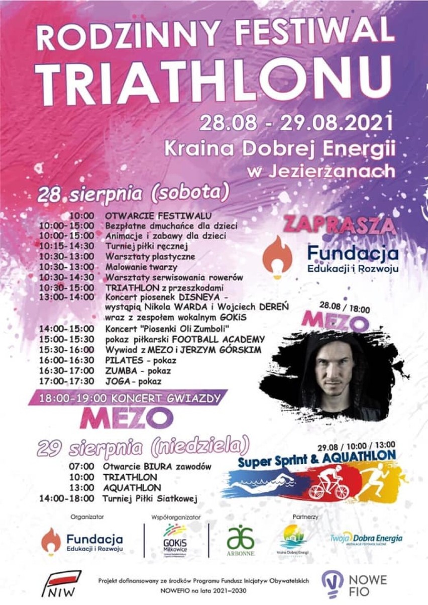 Rodzinny Festiwal Triathlonu w Krainie Dobrej Energii w Jezierzanach. Zobacz, co będzie się działo nad jeziorem w ostatni weekend wakacji!