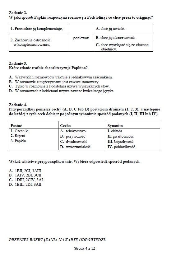 Egzamin gimnazjalny 2012: Test z języka polskiego [ARKUSZE, ODPOWIEDZI]