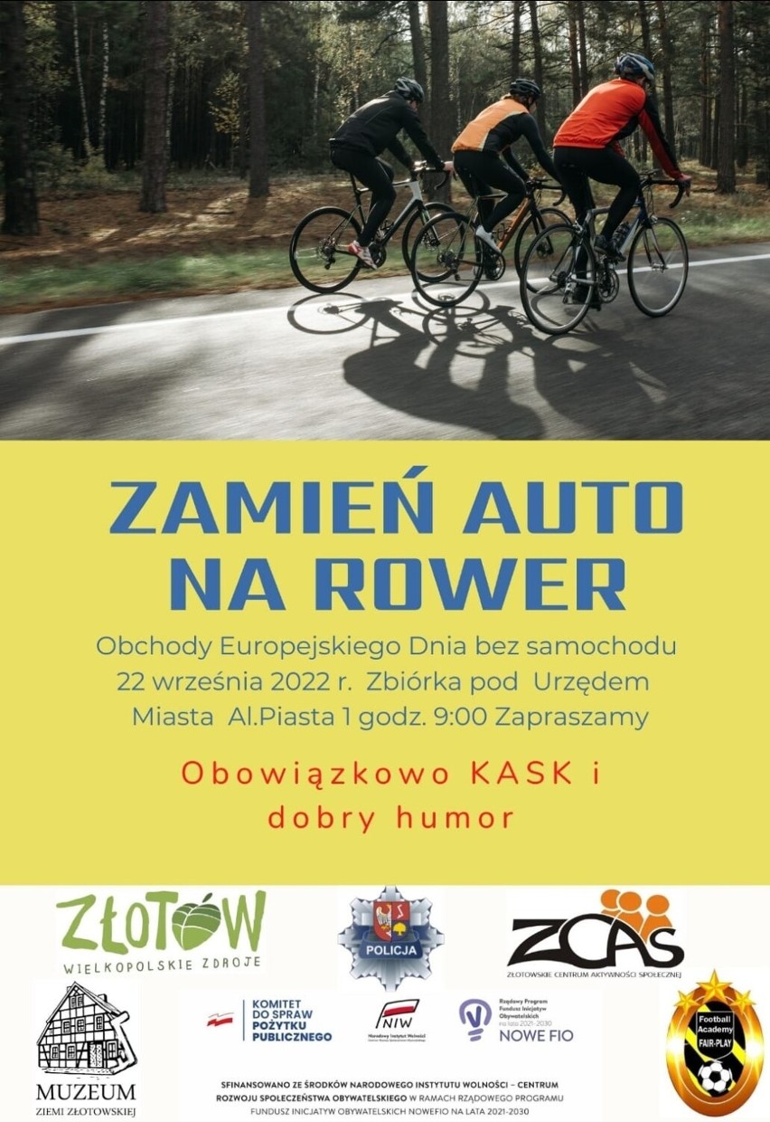 W Europejski Dzień bez Samochodu mieszkańcy Złotowa i turyści będą mogli bezpłatnie skorzystać z wypożyczalni rowerów