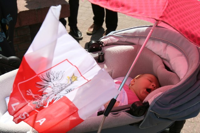 Kilkadziesiąt biało-czerwonych flag do mocowania na samochodach rozdała posłanka PO Małgorzata Niemczyk.