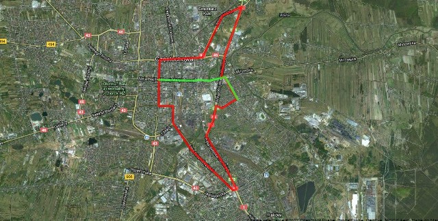 Mapa objazdów centrum Częstochowy