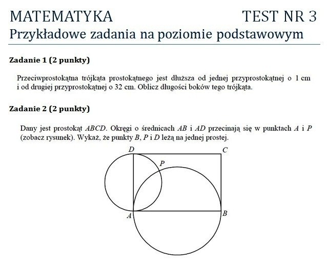 MATURA 2012: Test z matematyki nr 3