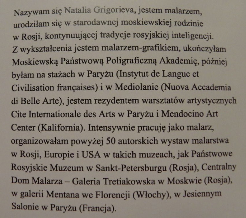 CV Natalii Grigorievej.