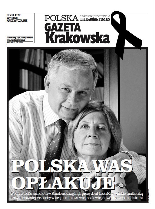 Specjalne wydanie Gazety Krakowskiej w związku z tragedią narodową