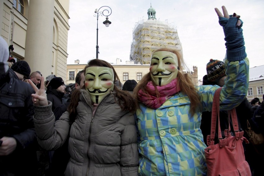 Protest przeciwko ACTA w Lublinie (ZDJĘCIA, WIDEO)