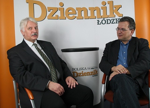 Witold Waszczykowski w studio telewizji internetowej Dziennika Łódzkiego.