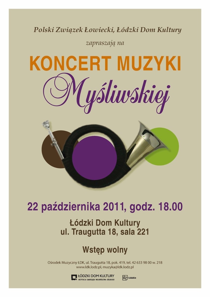 Koncert muzyki myśliwskiej w łódzkim domu Kultury odbywa się...