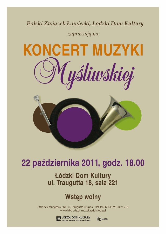 Koncert muzyki myśliwskiej w łódzkim domu Kultury odbywa się w sobotę o 18:00.