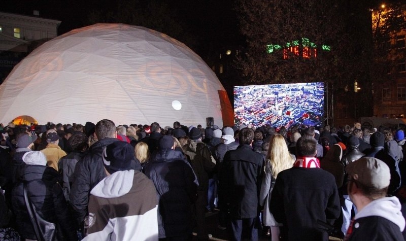 Impreza z okazji losowania grup Euro 2012 na poznańskim pl....