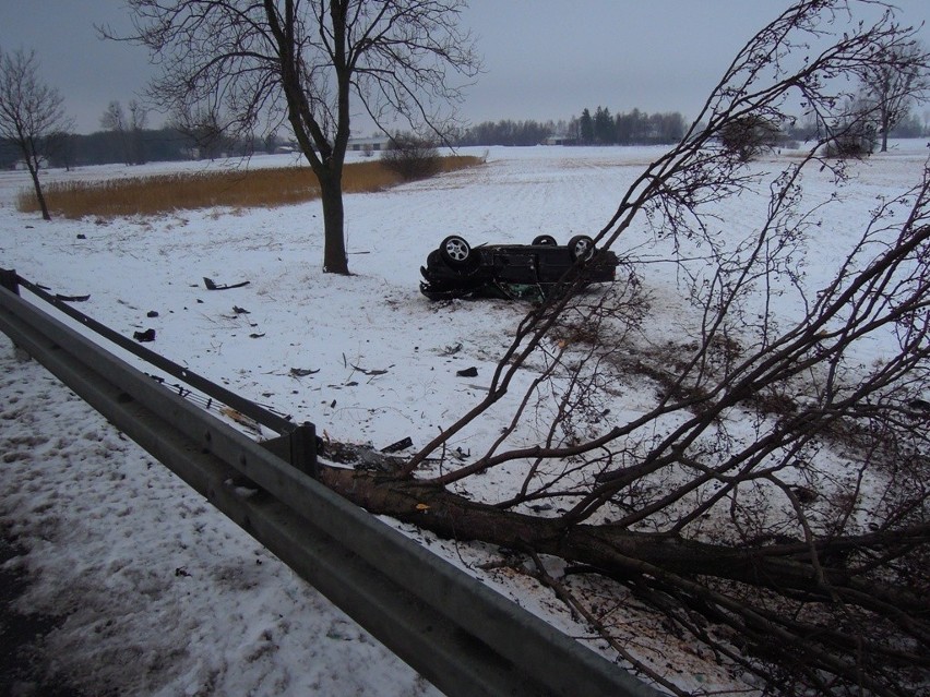 Wypadek w Sitańcu: BMW wypadło z drogi i uderzyło w drzewo (FOTO)