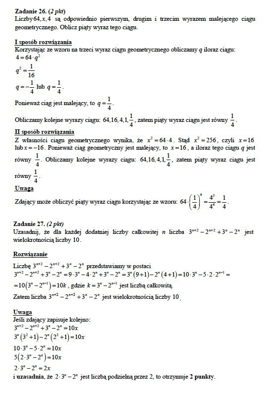 Matura 2012 Matematyka - zadania pewniaki [ZADANIA MATURALNE]