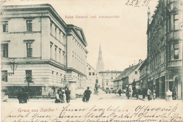 Ulica Nowa w Raciborzu. Pocztówka z 1898 r