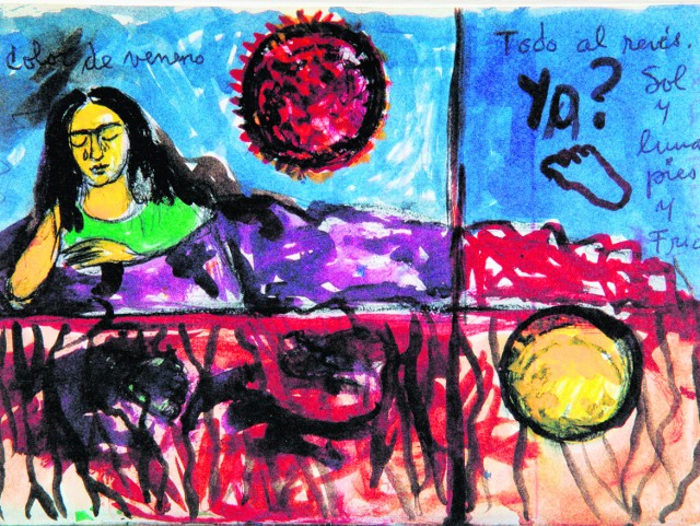 Autoportret Fridy Kahlo, który znajduje się w pamiętniku malarki