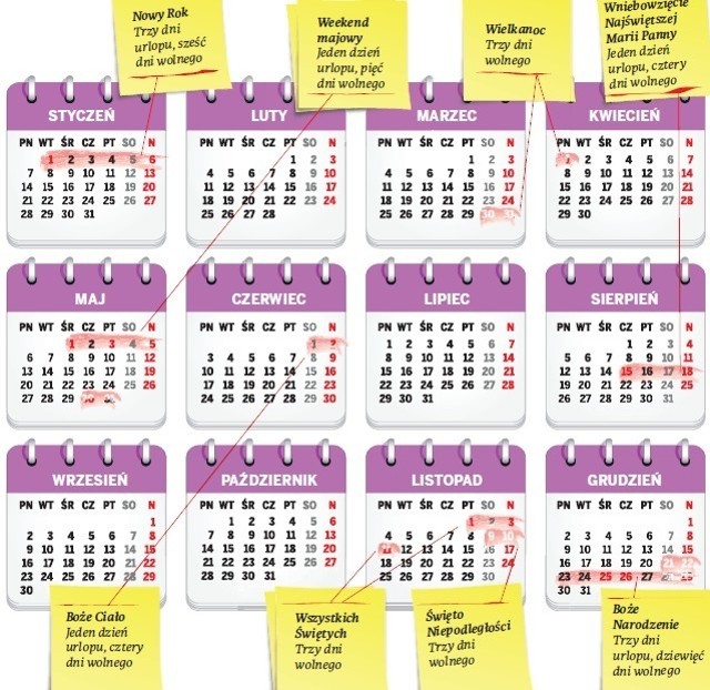 Kalendarz z dniami wolnymi 2013