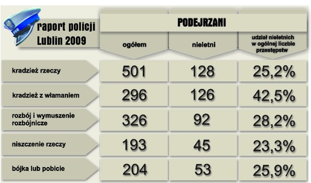 Raport policji na temat przestępczości nieletnich w Lublinie
