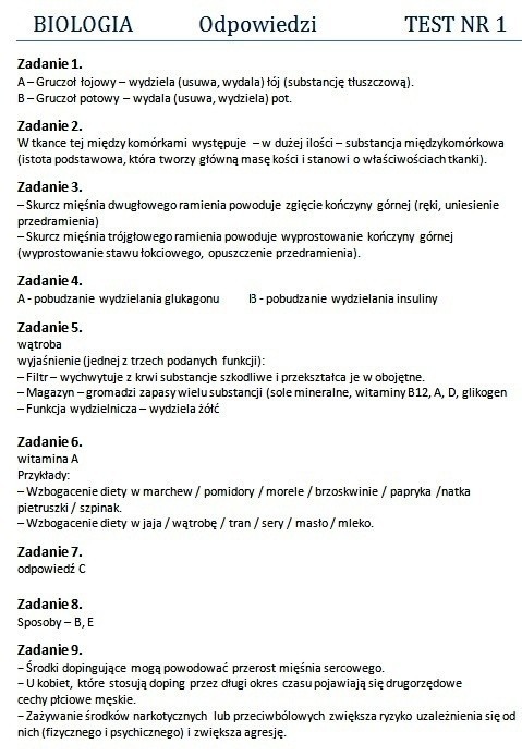 Matura 2012:  Zadania z biologii - rozwiązania