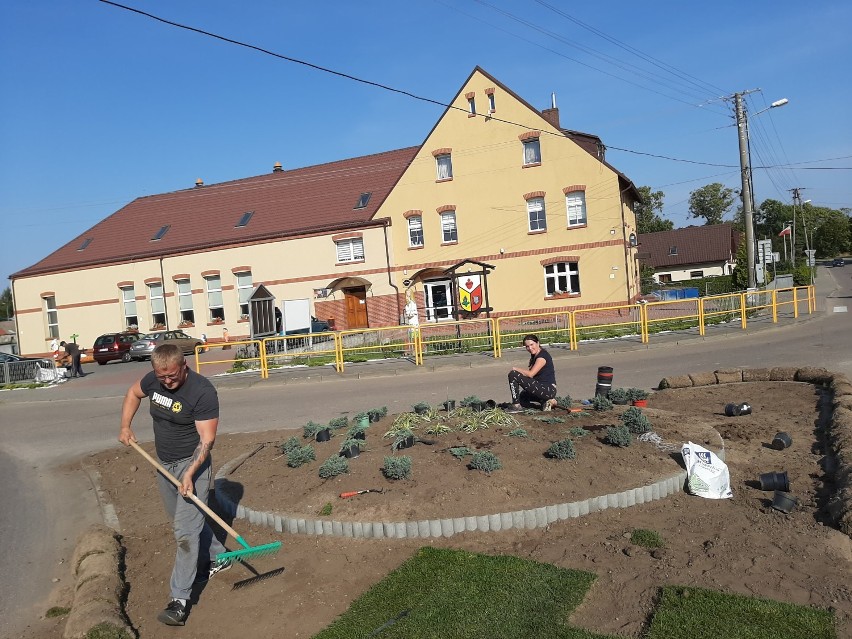 Nowe rondo w Żelistrzewie - pilnuje go czeski krecik