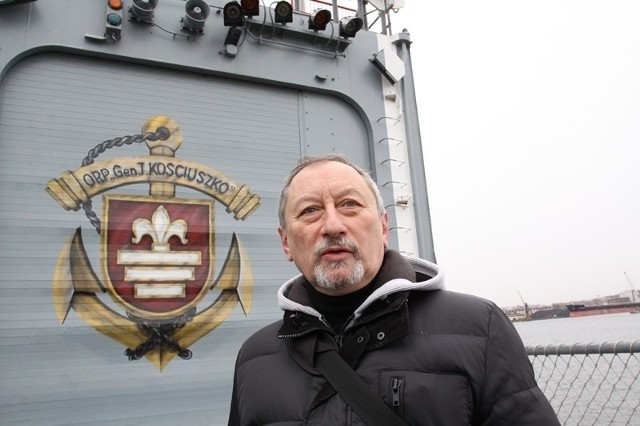 Jan Tuszyński na pokładzie fregaty ORP Kościuszko