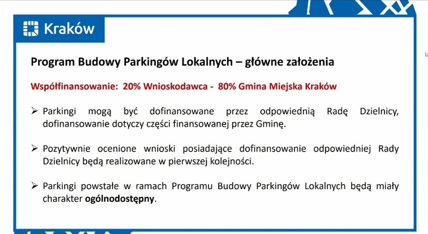 Zasady Programu Budowy Parkingów Lokalnych w Krakowie