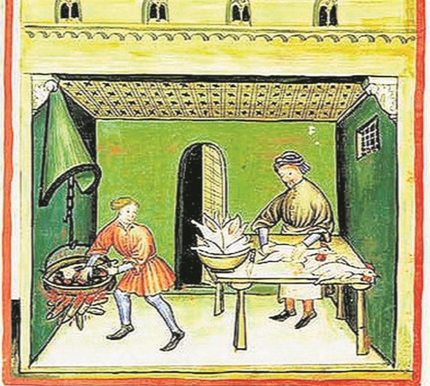 Wokół  średniowiecznej kuchni - przygotowywanie potrawy z...