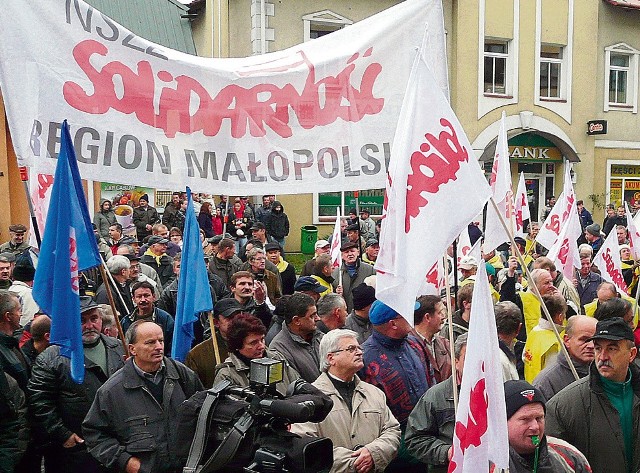 Demonstracja pracowników Kuźni Glinik w Gorlicach