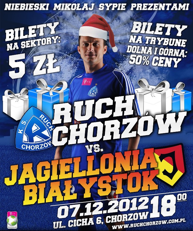 Plakat zachęcający do przyjścia na mecz Ruch - Jagiellonia