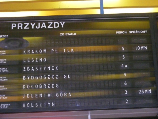 Opóźnione dojeżdżają do Poznania pociągi z południa kraju