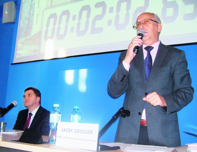 W debacie zmierzyli się Jacek Grosser z Komitetu Oświęcimianie Oświęcimianom (na zdjęciu)