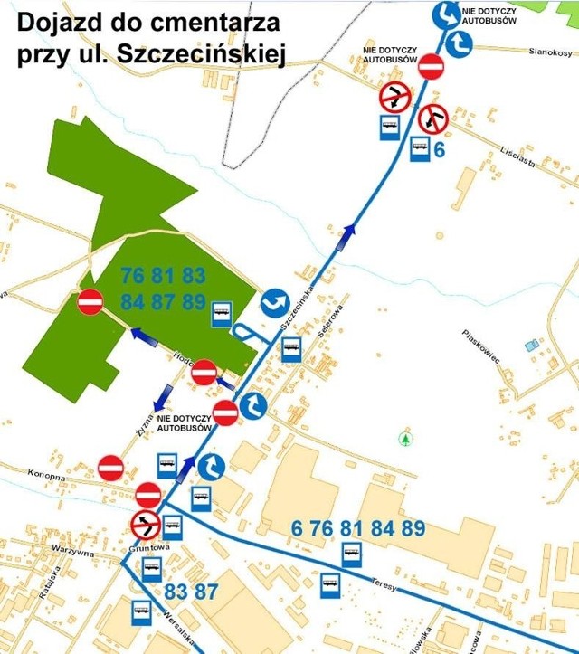 1 listopada 2012 roku - organizacja ruchu wokół cmentarza przy Szczecińskiej w Łodzi.