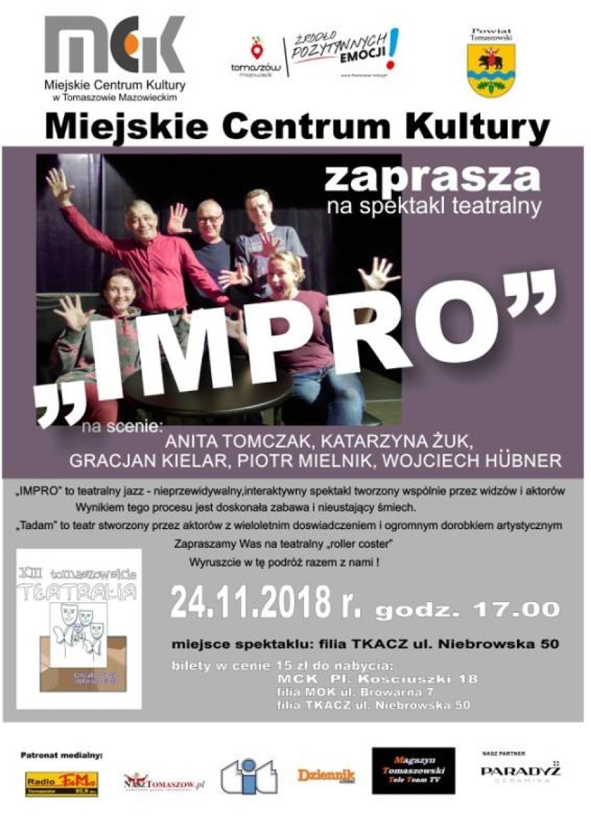 Tomaszowskie Teatralia 2018 od jutra na scenie Tkacza [program, bilety]