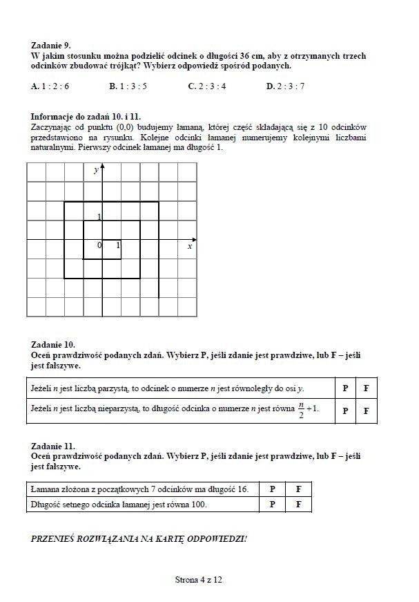 Próbne testy gimnazjalne: matematyka [ODPOWIEDZI i ARKUSZE]