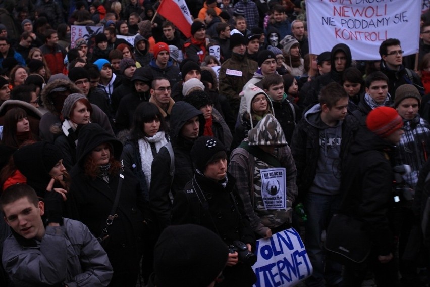 Protest przeciwko ACTA w Katowicach [ZDJĘCIA i WIDEO]