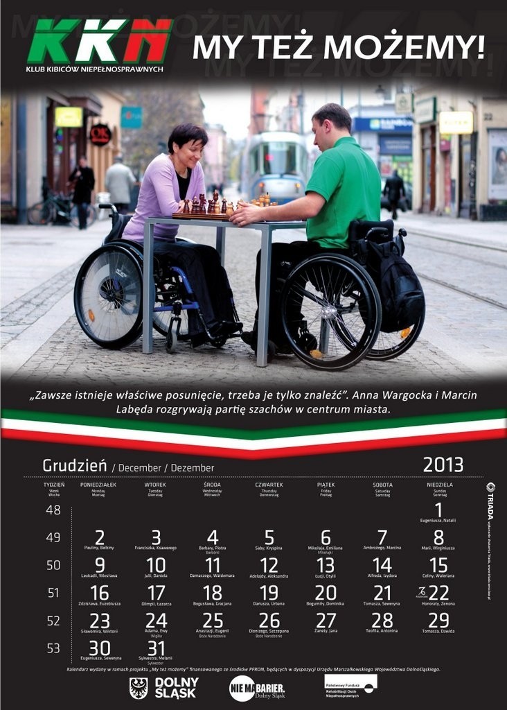 Wrocław: Kalendarz niepełnosprawnych kibiców i znanych sportowców (ZOBACZ ZDJĘCIA)