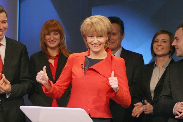 Hanna Zdanowska z sondażowych wyników cieszyła się w studio łódzkiej TVP