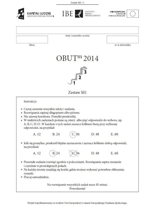 Sprawdzian trzecioklasisty - OBUT 2014