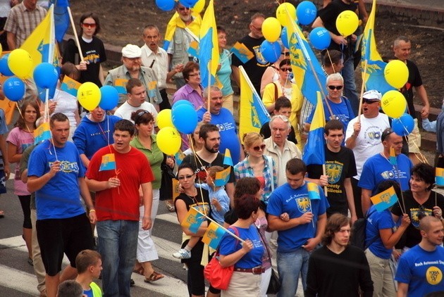 Ślązacy w trakcie Marszu Autonomii