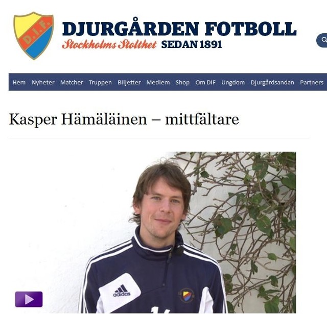 Kasper Hämäläinen - profil na stronie drużyny Djurgaardens Sztokholm