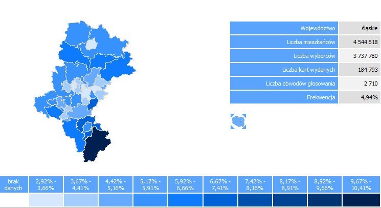 Frekwencja wyborcza w woj. śląskim - godz.. 10.00.