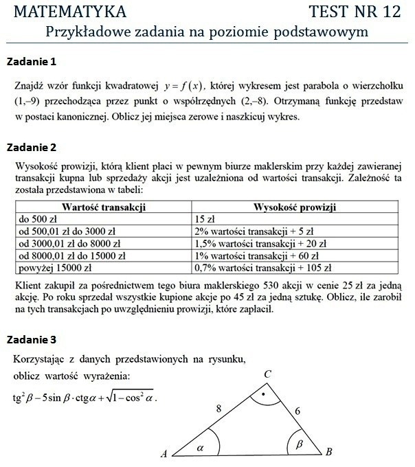 Matura 2012: Test z matematyki. Powtórz z nami przed maturą