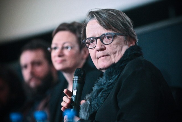 Agnieszka Holland na premierze filmu "W ciemności" w Łodzi.