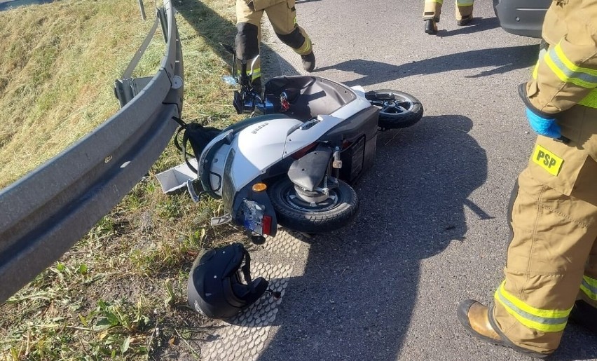 Wypadek z udziałem motorowerzysty w Łukanowicach