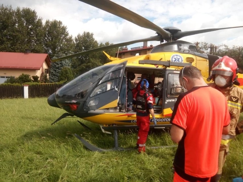 Po poszkodowaną rowerzystkę przyleciał helikopter LPR...