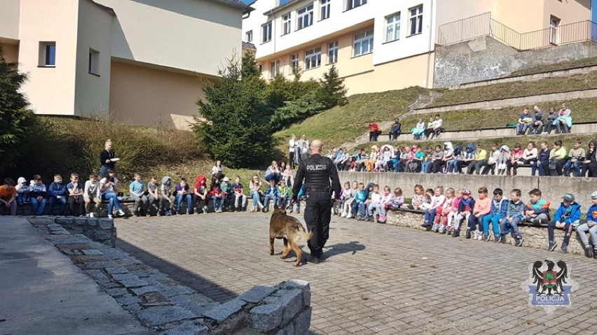 Policjanci z Wałbrzycha uczą dzieci jak zachowywać się w stosunku do obcych zwierząt