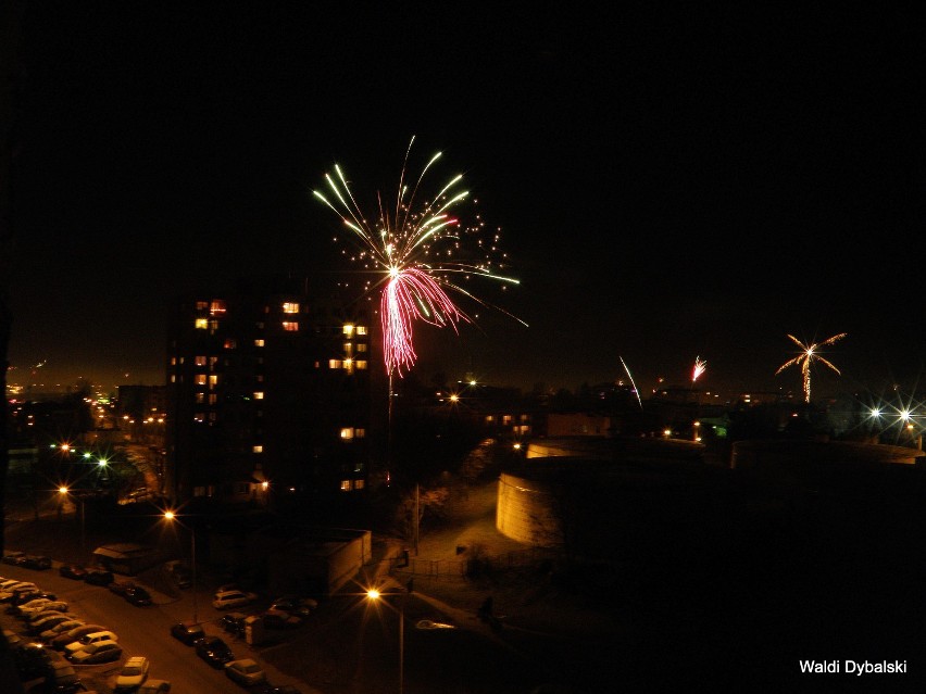 Tak witaliśmy fajerwerkami nowy rok 2012,  Zielona Góra ul. Chmielna