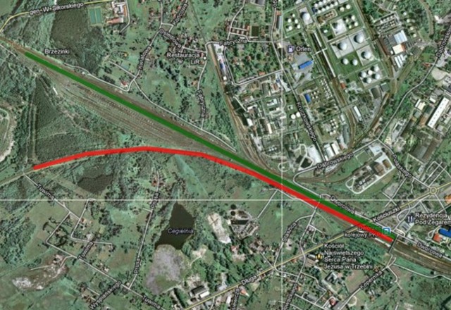Linia zielona - tak miał pojechać pociąg do Świnoujścia; czerwona - tak pojechał, w kierunku Chrzanowa