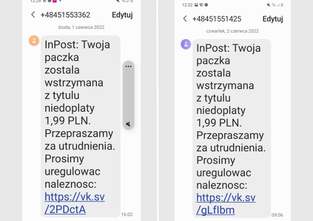 SMS-y od oszustów, które otrzymała nasza Czytelniczka.