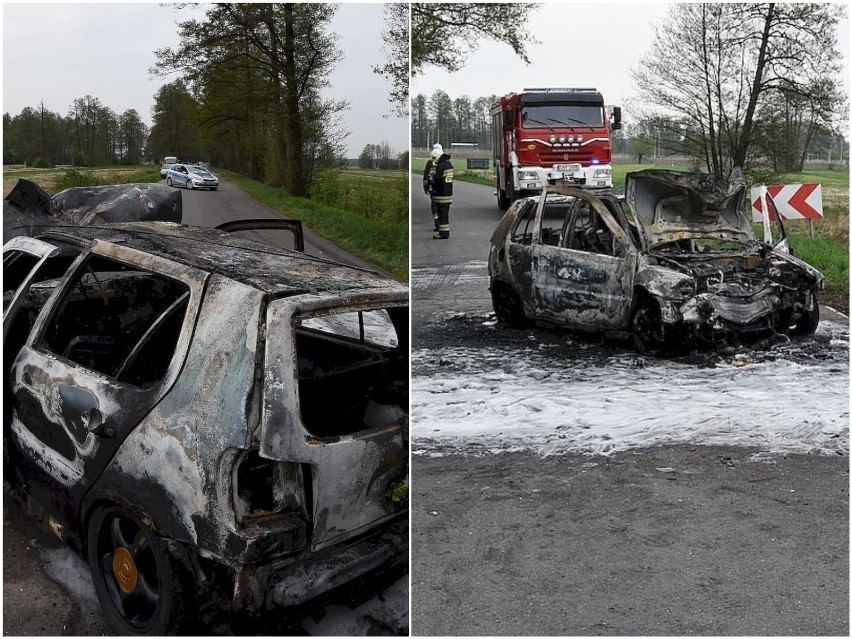 Wypadek we wsi Stara Rokitnia. Jedno z aut stanęło w płomieniach. Trzy osoby trafiły do szpitala