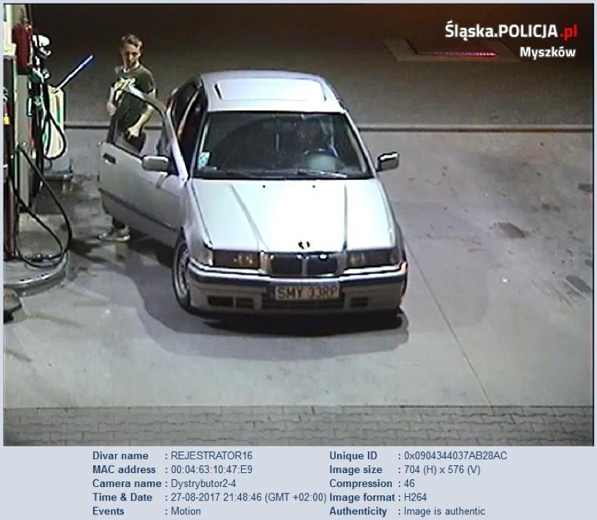 Kradzież paliwa na stacji w Myszkowie. Policja publikuje wizerunek podejrzanych [ZDJĘCIA]